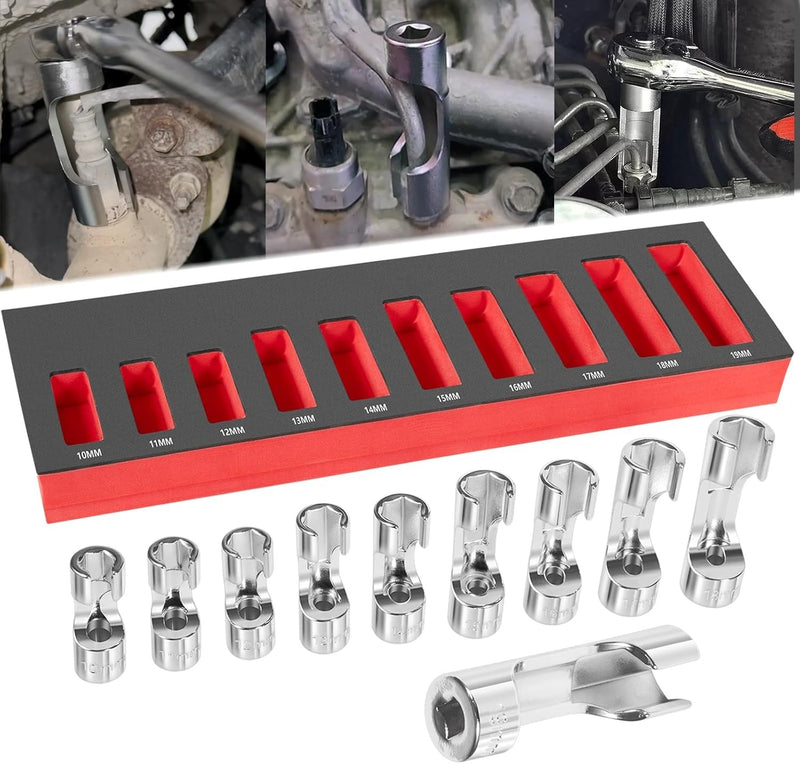 12030 Flare Nut Socket Set 3/8 Inch Drive Metric Injector Fuel Line 10 Pieces
