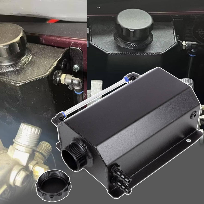 2L Radiator Coolant Overflow Water Bottle Expansion Reservoir Tank w/ Cap Black