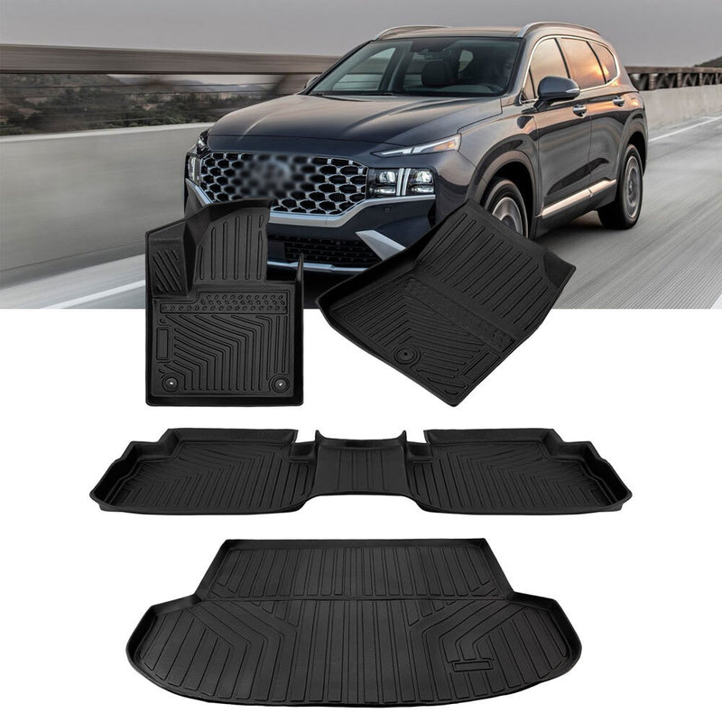All Weather Floor Mats Cargo Liner for Hyundai Santa Fe 5 Seat 2021-2023 4X