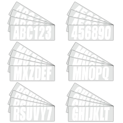 DURAFORCE Boat Numbers And Letters Decal Sticker White A-Z 0-9 Four Sets