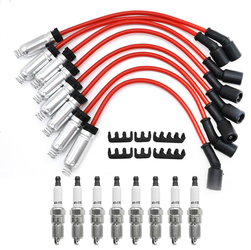 8mm Wireset + 8 Spark Plug 41-962 for Chevy Silverado GMC Sierra V8