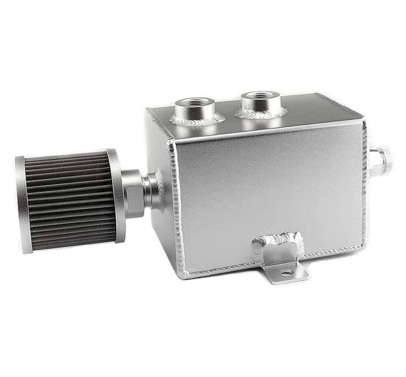 2L Oil Catch Can Tank 2 Port AN10 Breather Filter Drain Universal Baffled