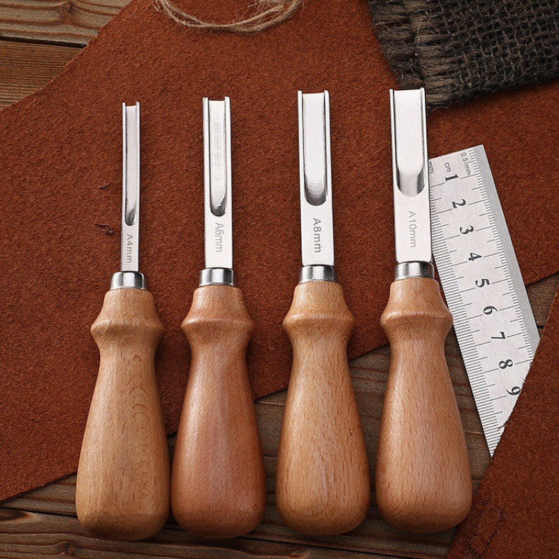 4 PCs Leather Edge Bevelers French Beveler Wide Mouth Skiving Knife Craft Tool