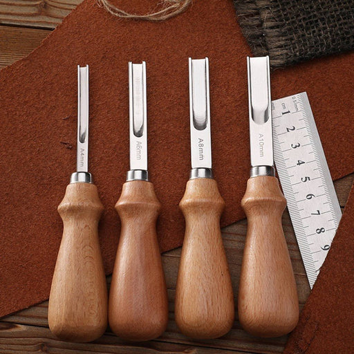 DURAFORCE 4 PCs Leather Edge Bevelers French Beveler Wide Mouth Skiving Knife Craft Tool