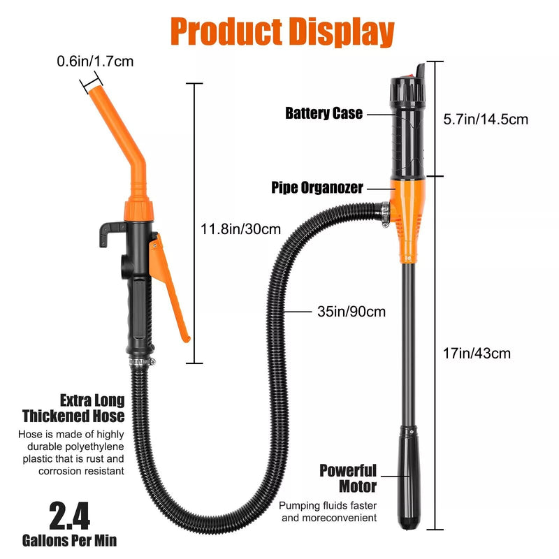 Portable Battery Powered Liquid Transfer Pump 2.4GPM Gasoline Diesel Fuel