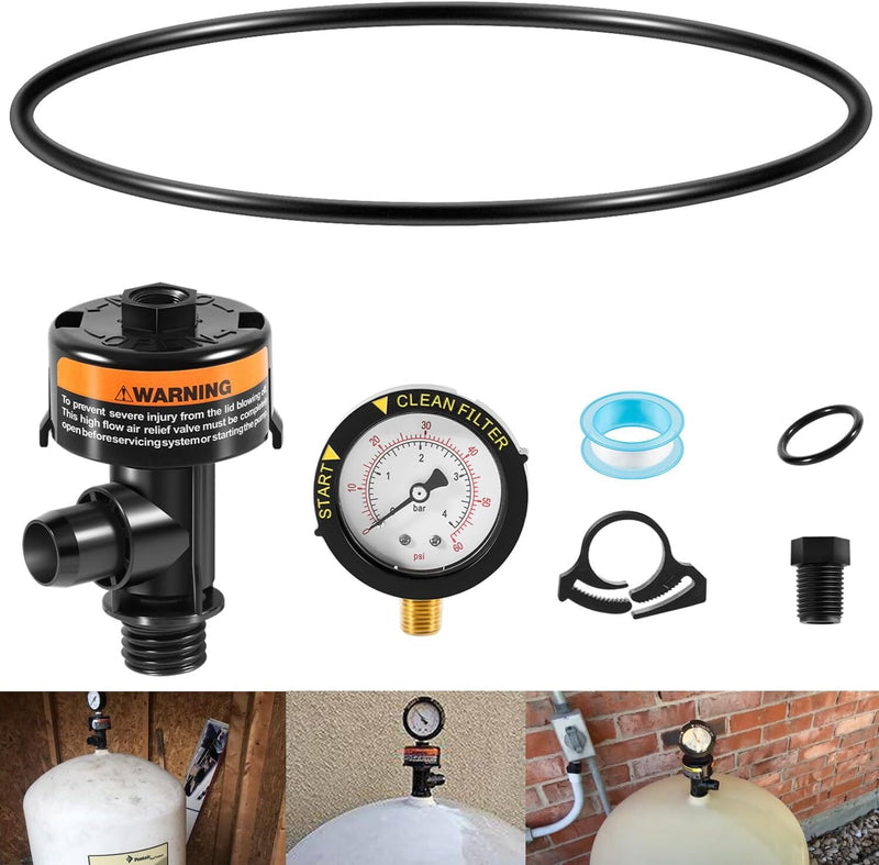 98209800 High Flow Manual Air Relief Valve With Gauge for Pentair Pool Filters