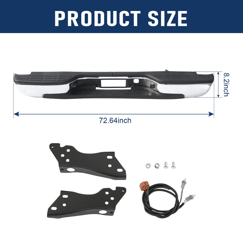 Complete Chrome Rear Bumper for Chevy Silverado GMC Sierra 1500 2500 1999-2007