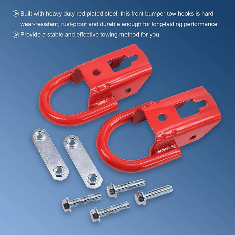 2 Pcs Red Towing Hooks FL3Z17N808A w/ Hardware Front for Ford F150 09-19