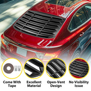 DURAFORCE Rear Window Louver Sun Shade Cover for Ford Fusion 2013-2020 Matte Black Tape
