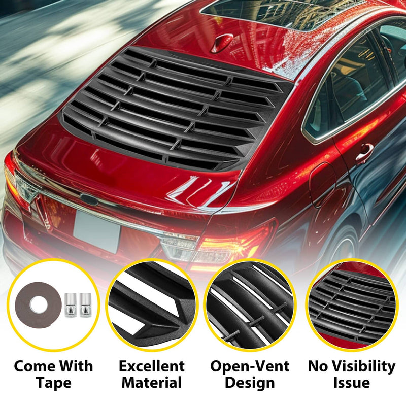 DURAFORCE Rear Window Louver Sun Shade Cover for Ford Fusion 2013-2020 Matte Black Tape