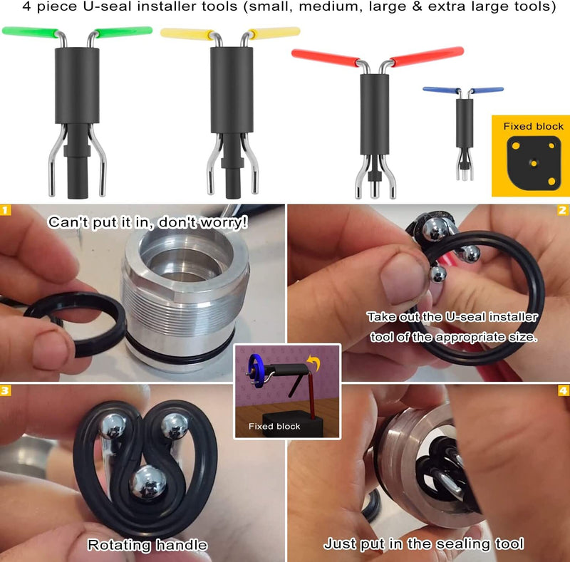 Rod Seal Install Tool Set Hydraulic U-Cup Twistor Installation Tool Pack of 6