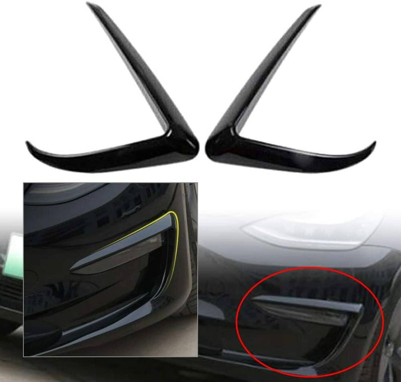 Gloss Black Front Fog Light Eyebrow Cover Trim for Tesla Model 3 2017-2023 U8