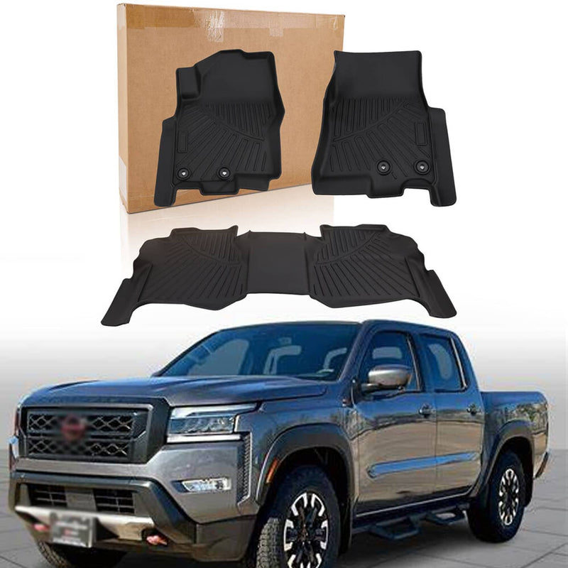 Black Floor Mat Liners for Nissan Frontier Crew Cab 2022-2024 TPE All-Weather