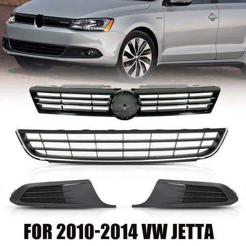 DURAFORCE Upper & Lower Grille & Fog Light Covers SET for VW for Volkswagen Jetta 11-14