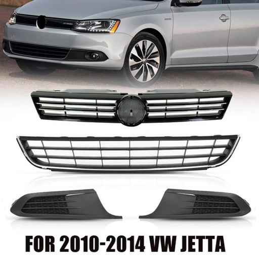 DURAFORCE For 11 2011-2014 VW Volkswagen Jetta Upper & Lower Grille & Fog Light Covers SET