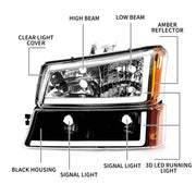 DURAFORCE FOR CHEVY SILVERADO AVALANCHE 03-07 LED DRL HEADLIGHT BUMPER LAMPS CHROME/BLACK
