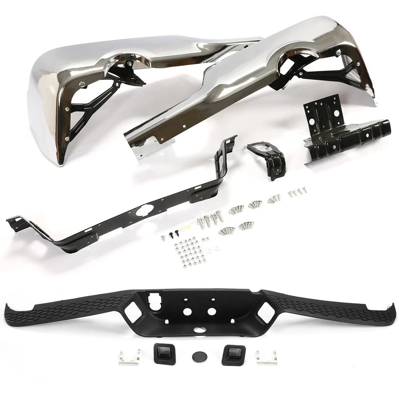 For 2009-2018 Dodge Ram 1500 Chrome Rear Step Bumper W/O Sensor W/ Dual Exhaust