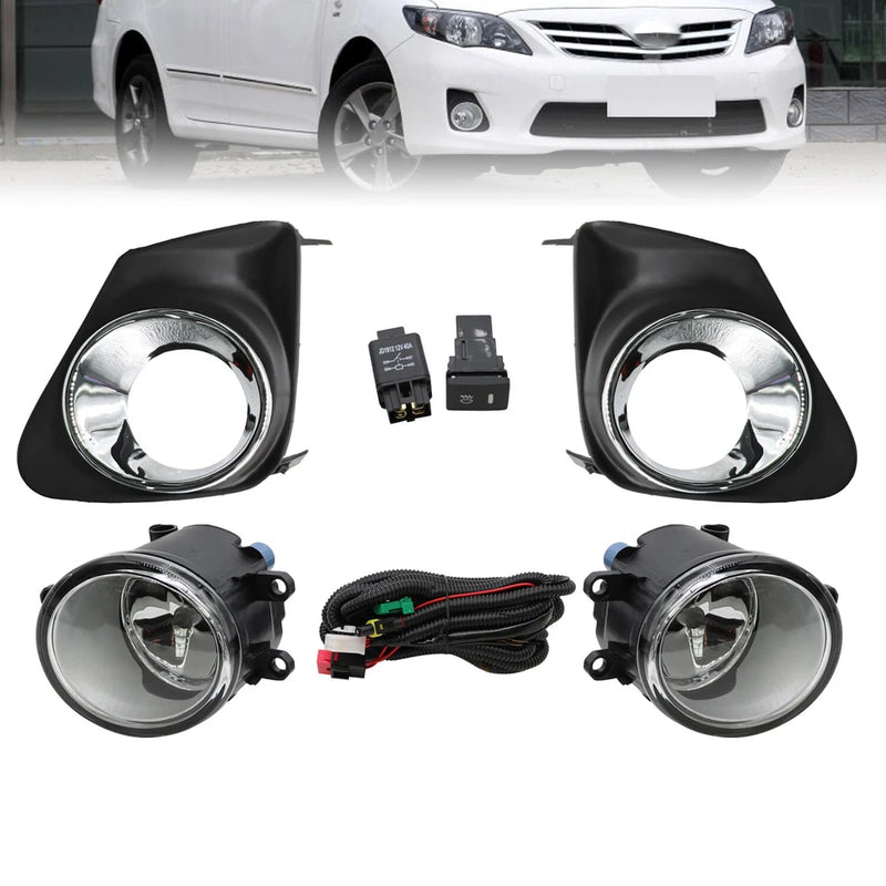 DURAFORCE Bumper Chrome Driving Fog Lights Lamps Pair for 2011-2013 for Toyota Corolla