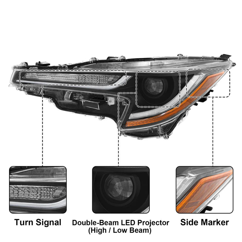 DURAFORCE For 2020 2021 2022 Toyota Corolla L LE LED Headlight Pair W/Turn Singal light