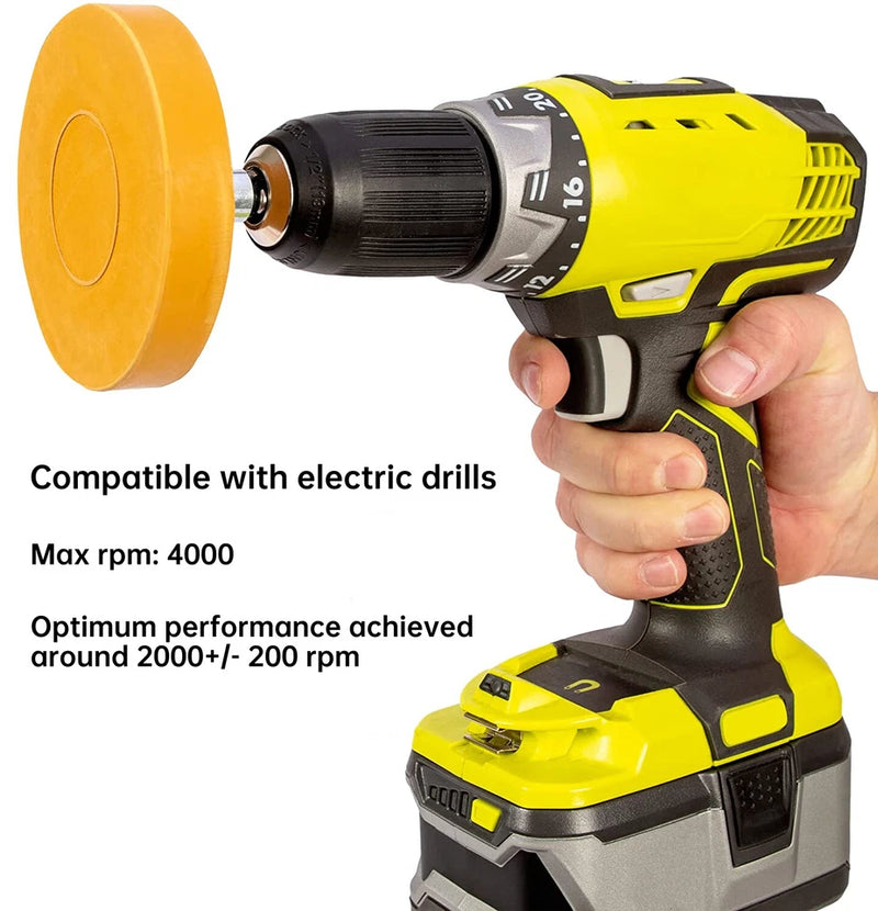 DURAFORCE 3.5" Car Decal Remover Eraser Wheel Tool for Drill Adhesive Pinstripe Sticker