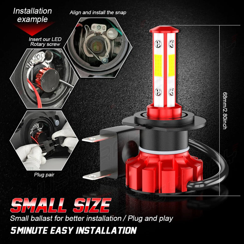 DURAFORCE H7 LED Headlight Conversion Kit 2X 16000LM 6000K White Super High Low Beam Pair