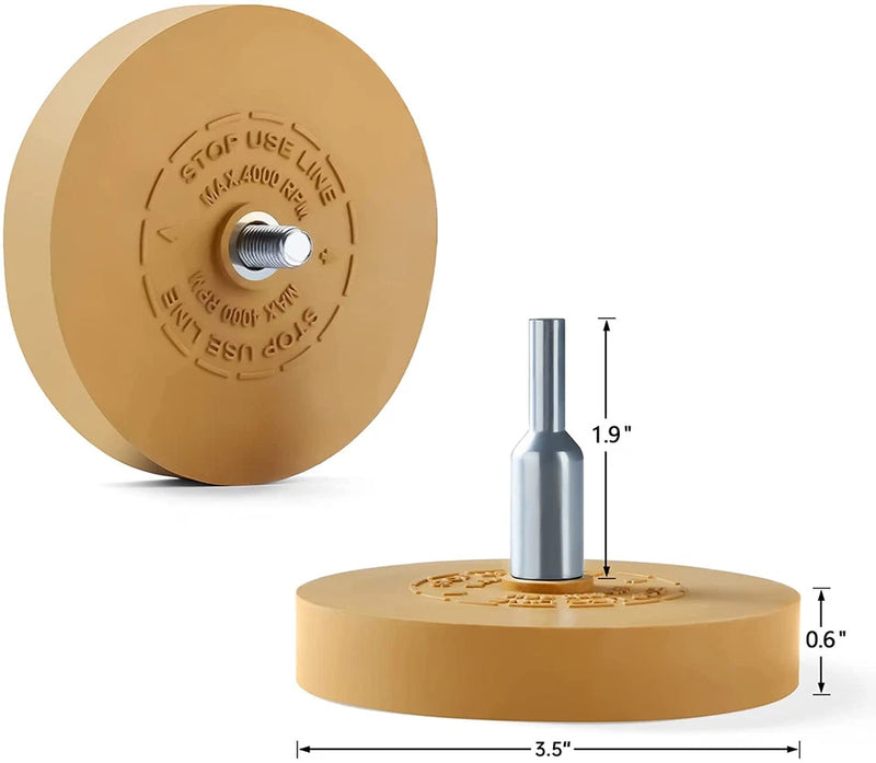 DURAFORCE 3.5" Car Decal Remover Eraser Wheel Tool for Drill Adhesive Pinstripe Sticker