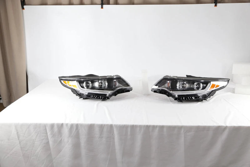 Right+Left Halogen Headlight For 2016-2018 Kia Optima w/o LED DRL Chrome Housing