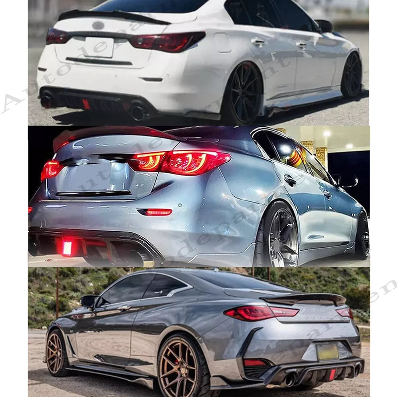 DURAFORCE Glossy Black Rear Bumper Diffuser & Rear Spoiler Fit for 2018-2023 Infiniti Q50