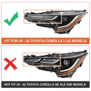 DURAFORCE For 2020 2021 2022 Toyota Corolla L LE LED Headlight Pair W/Turn Singal light