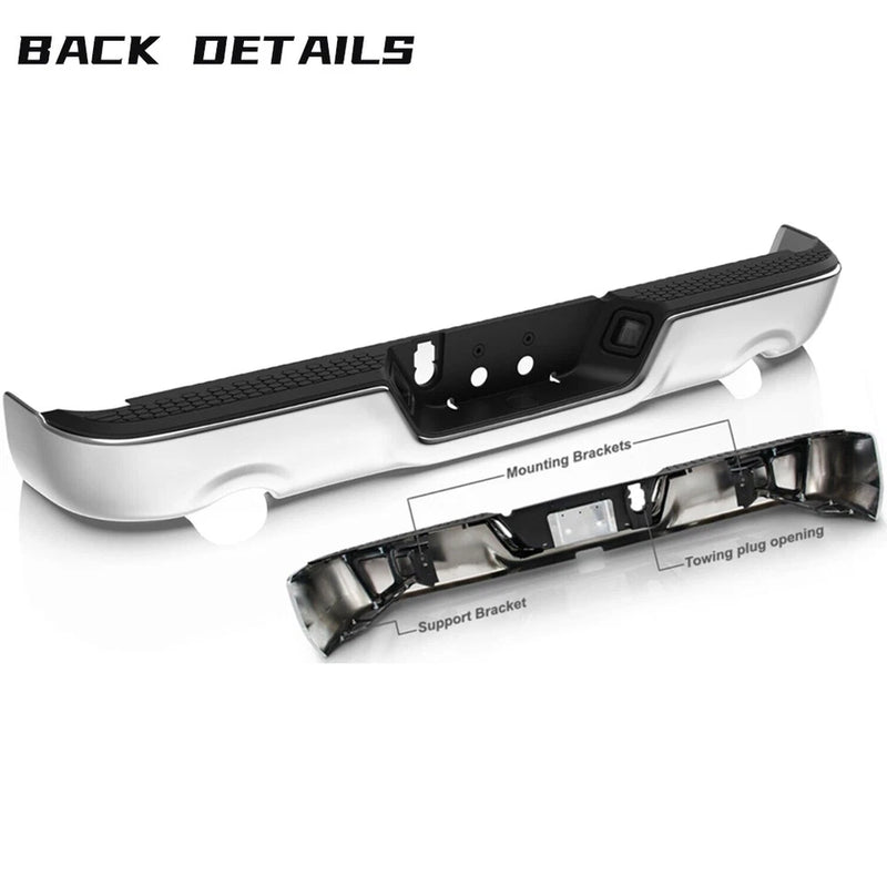 For 2009-2018 Dodge Ram 1500 Chrome Rear Step Bumper W/O Sensor W/ Dual Exhaust