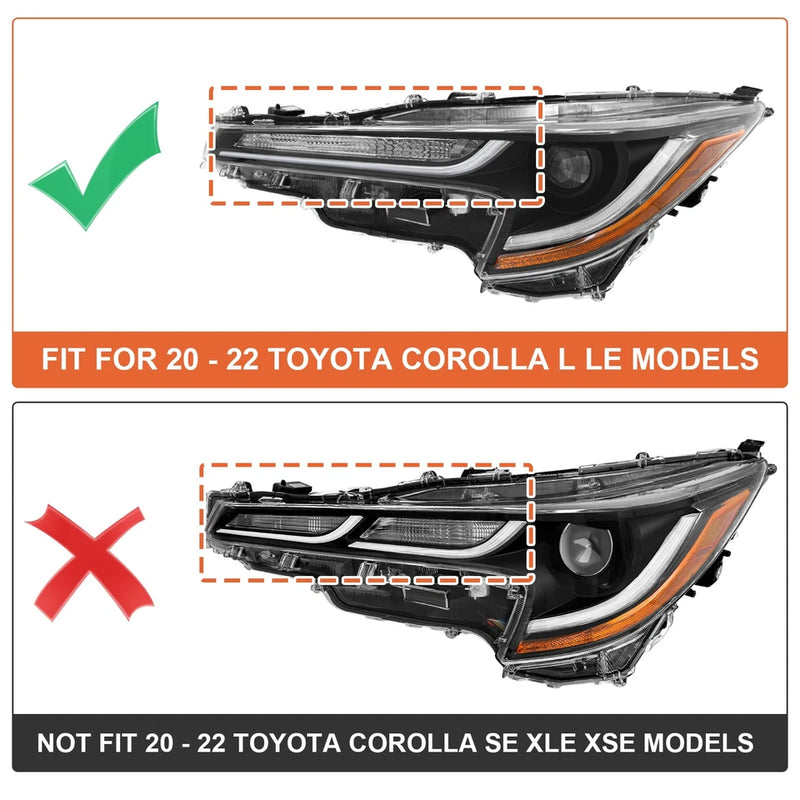 DURAFORCE LED Headlight Pair with Turn Signal Light for 2020-2022 Toyota Corolla L LE