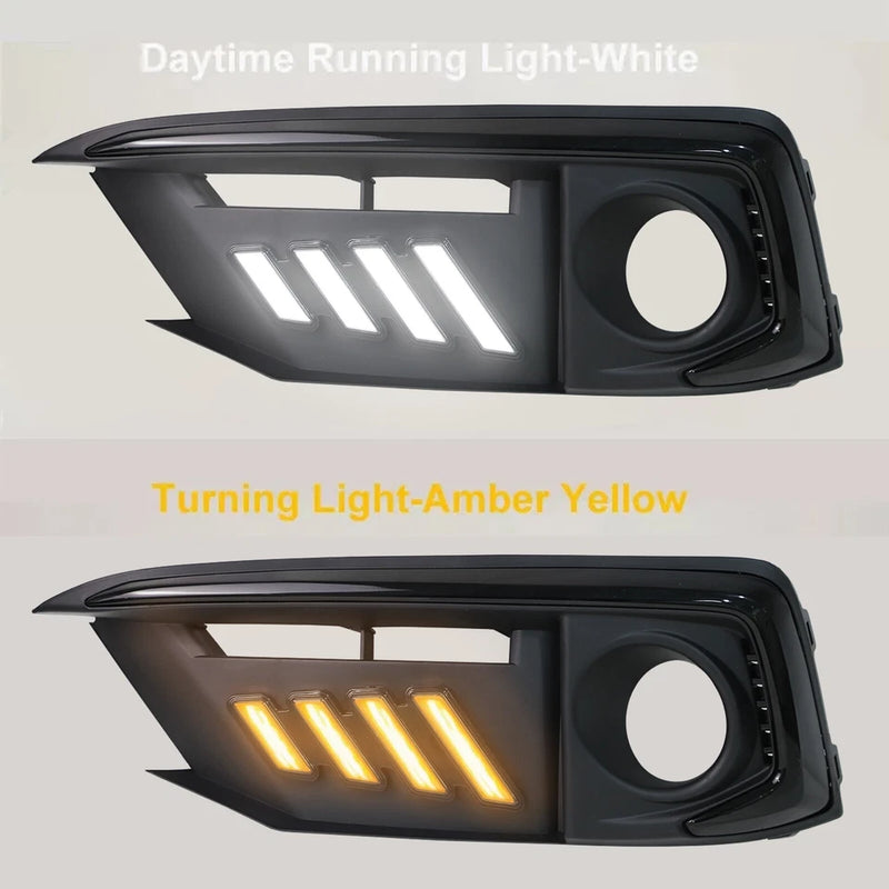 DURAFORCE Pair LED DRL Daytime Turn Signal Fog Light Lamp Covers Fit 2019-2021 Honda Civic