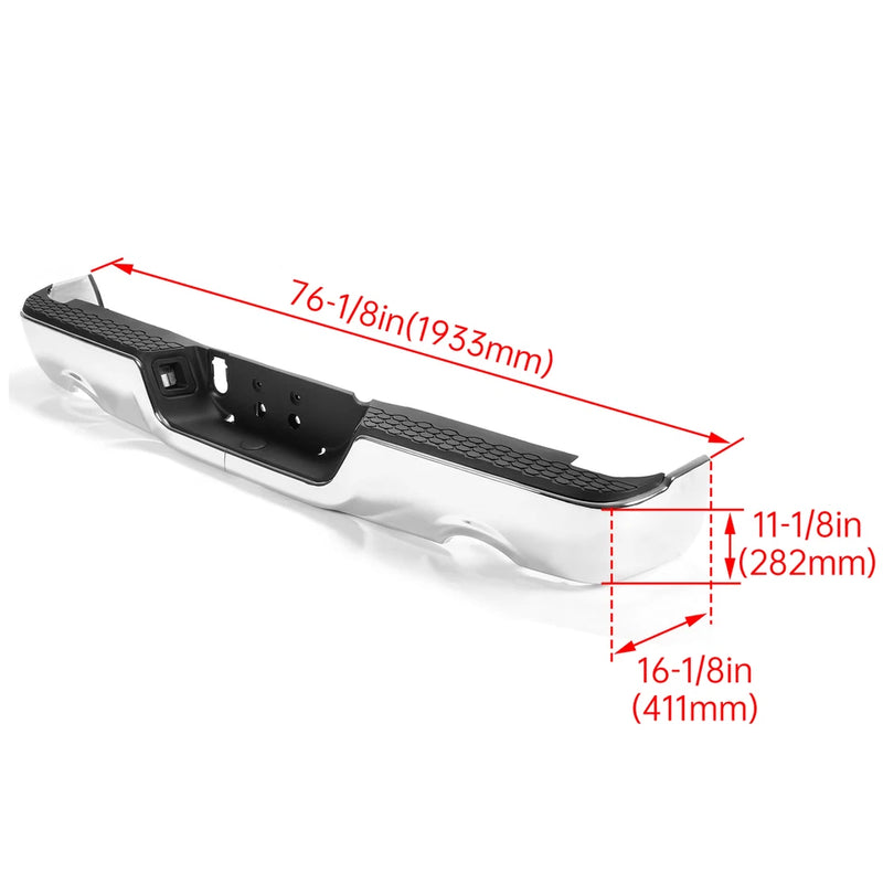 For 2009-2018 Dodge Ram 1500 Chrome Rear Step Bumper W/O Sensor W/ Dual Exhaust