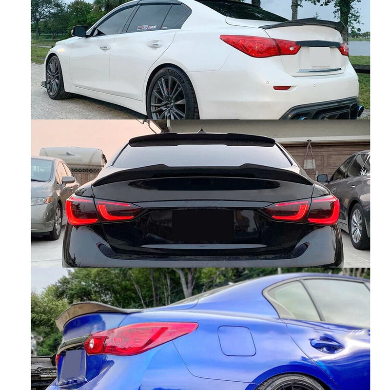 For 2014-2024 INFINITI Q50 PSM Style Rear Trunk Spoiler Wing Gloss Black 14-24