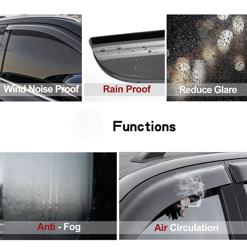 DURAFORCE Window Visor Sun Rain Guard Vent for Honda Accord Seden 2013 2014-2017 4 Pcs